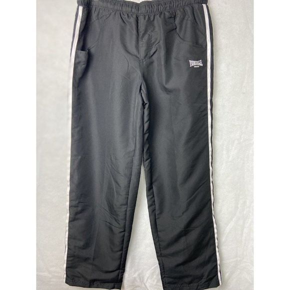 Lonsdale Lined Pants Women's Size 14  UK 42 Black white three stripes Ankle zip - Picture 1 of 11